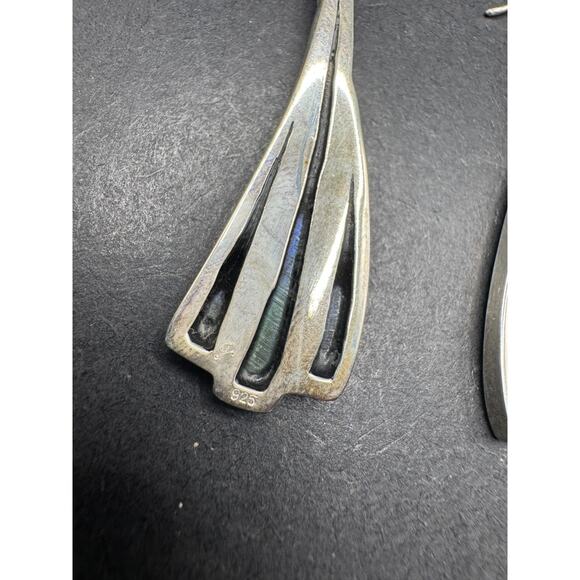 Vtg Samuel B Sterling Silver 925 Abalone Shell Dangle Drop Earrings w/ Case NOS - Picture 7 of 8